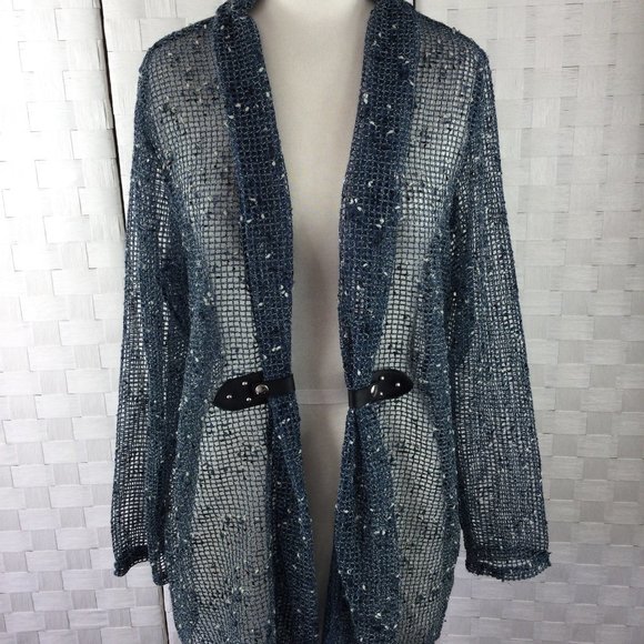 Krazy Kat Weave Blue Open Jacket, Size Large - Picture 2 of 8
